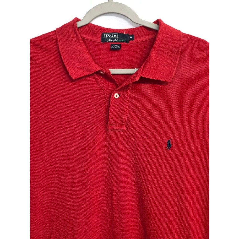 Polo Ralph Lauren Mens XL Red Short Sleeve Cotton Pique Pony Polo Shirt